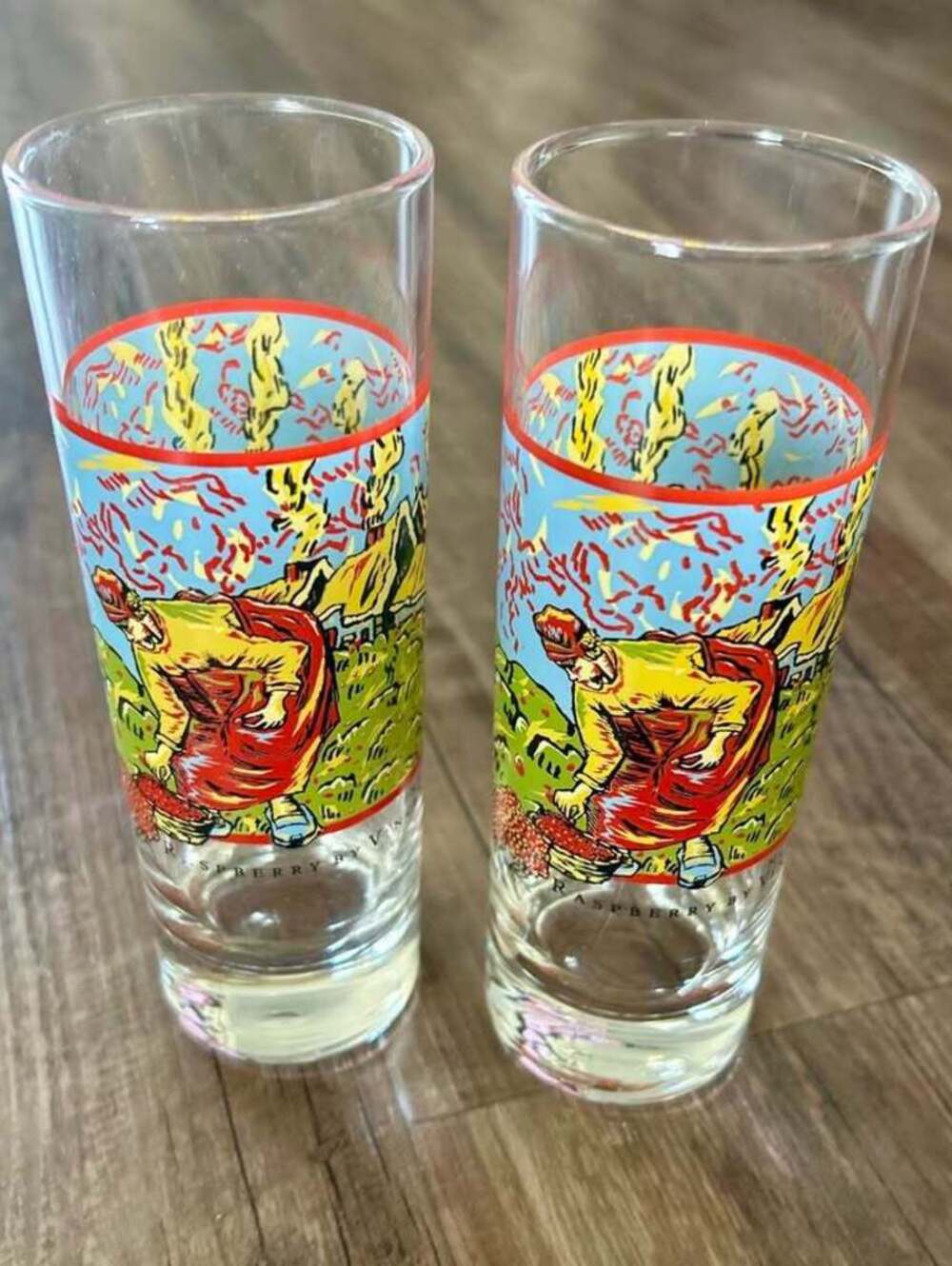 Vincent Van Gogh Raspberries Set of 2 8oz Spirit Glasses - Perfect Condition